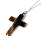 Antique Victorian Banded Agate Cross Silver Necklace
