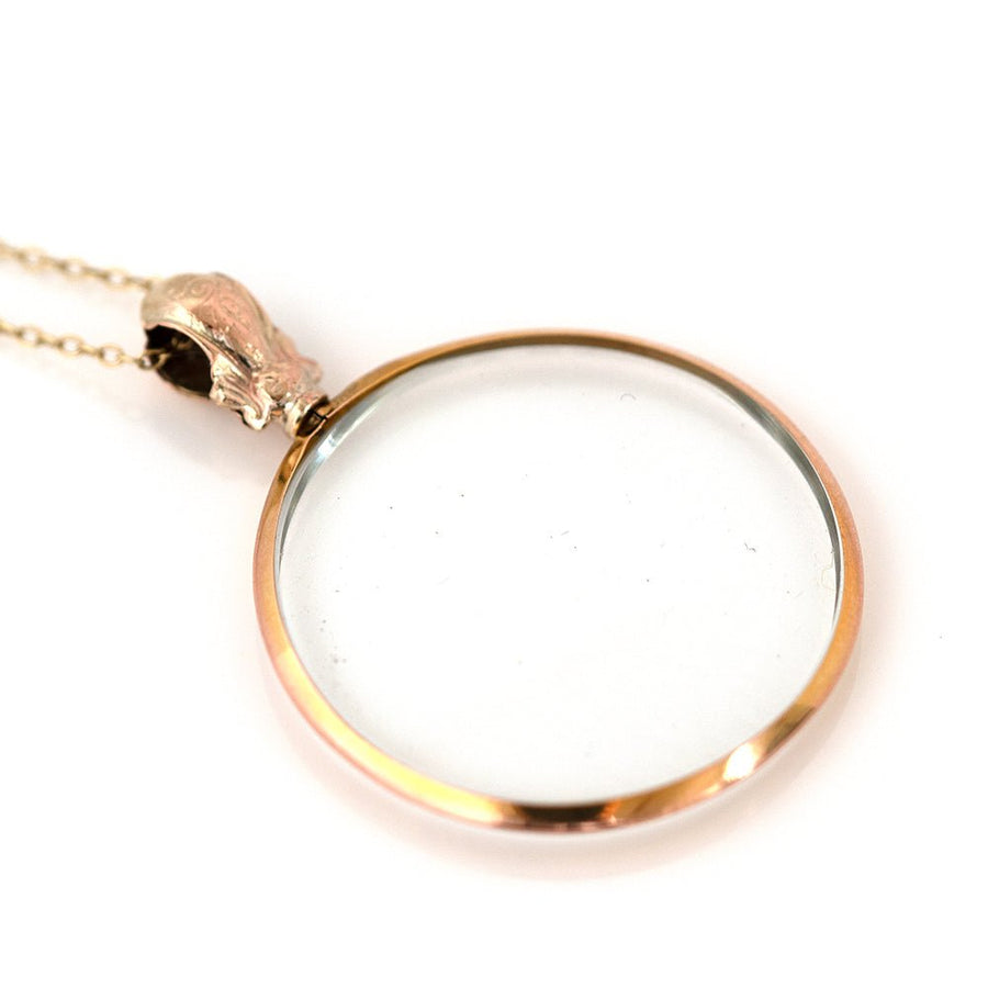 Antique Victorian c.1900s 9ct Gold Glass Locket Necklace