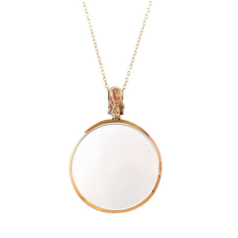 Antique Victorian c.1900s 9ct Gold Glass Locket Necklace