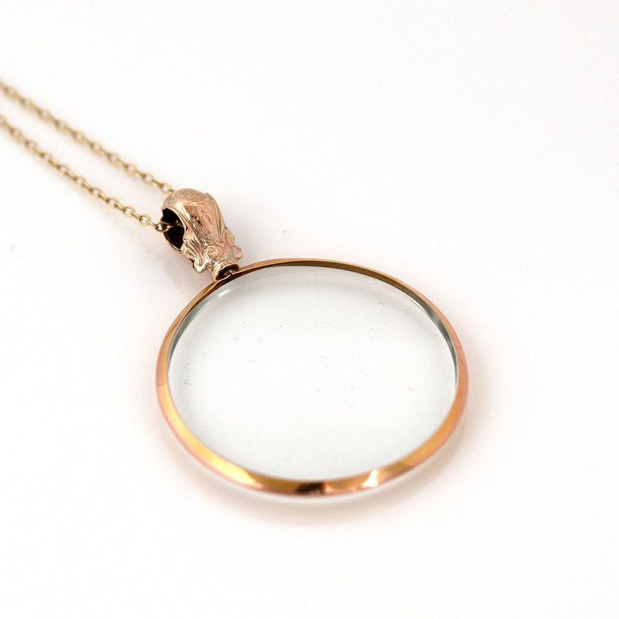 Antique Victorian c.1900s 9ct Gold Glass Locket Necklace