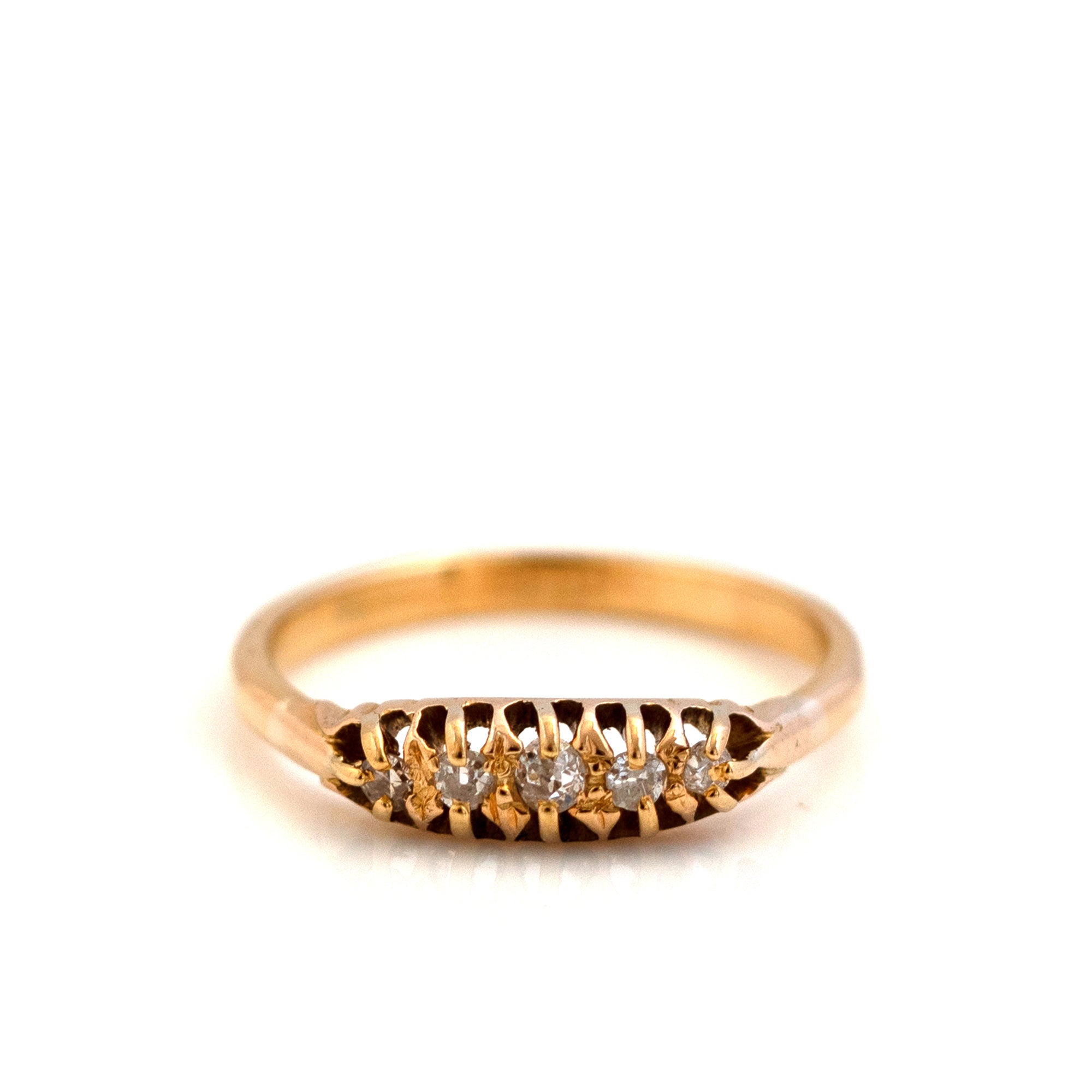 Bague victorienne antique en or 18 carats et diamants à cinq pierres, view 5
