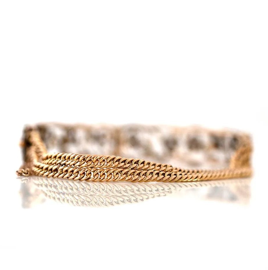 Antique Victorian Diamond Flower 15ct Gold Bracelet, view 8