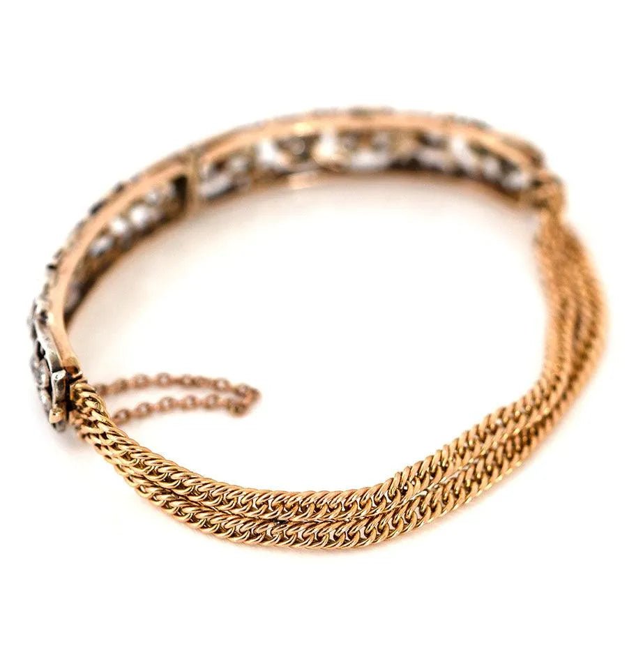 Antique Victorian Diamond Flower 15ct Gold Bracelet, view 12