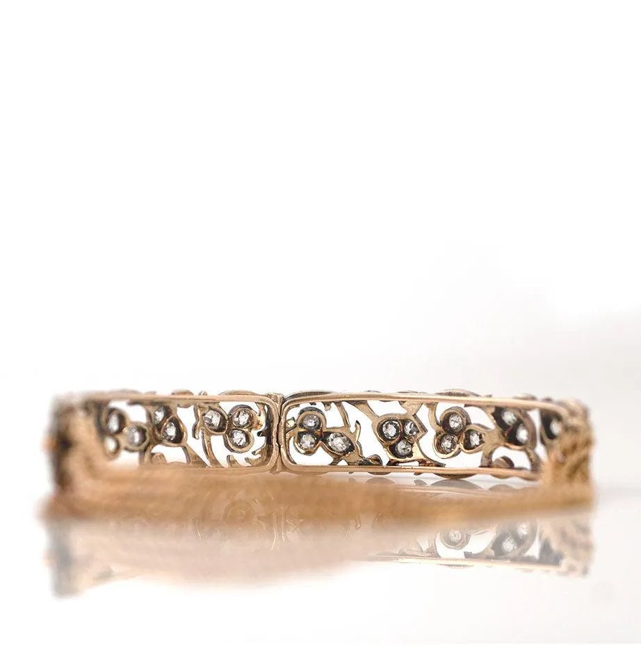 Antique Victorian Diamond Flower 15ct Gold Bracelet, view 10