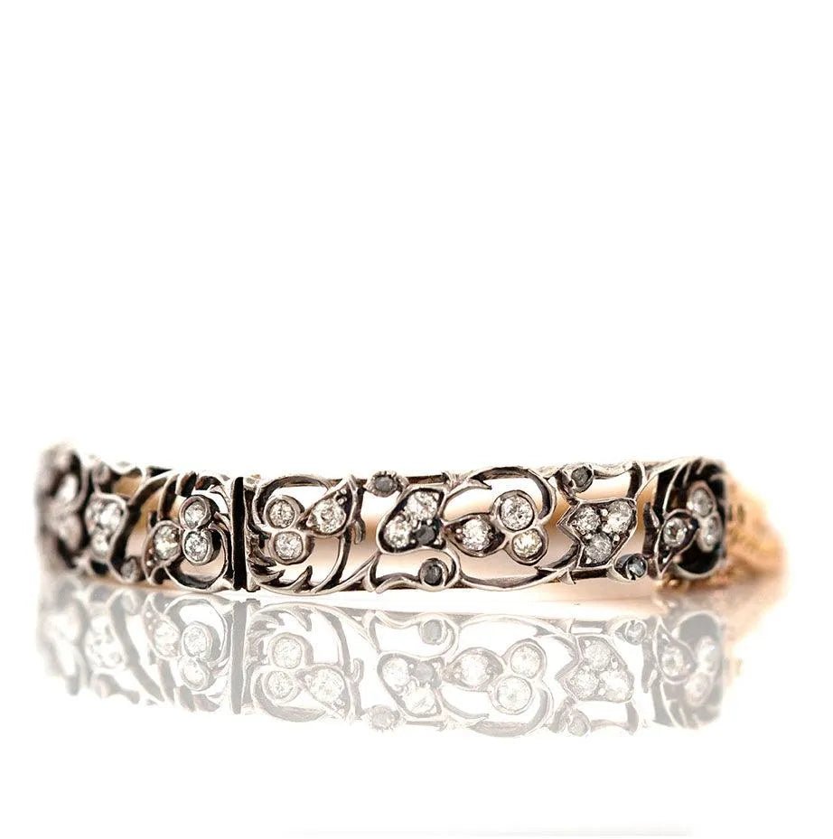 Antique Victorian Diamond Flower 15ct Gold Bracelet, view 6