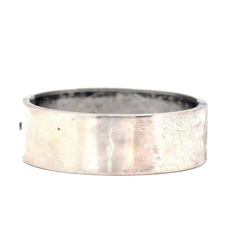 Antique Victorian Engraved Silver Bangle Bracelet