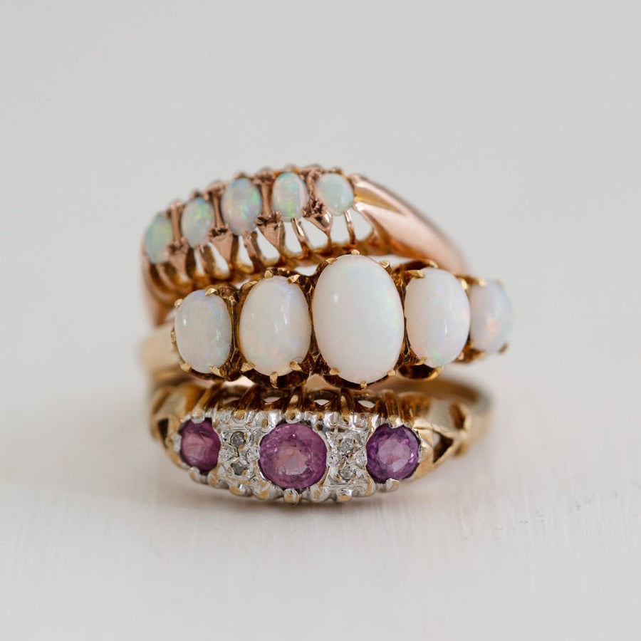 Antique Victorian Five Stone Opal 9ct Rose Gold Ring