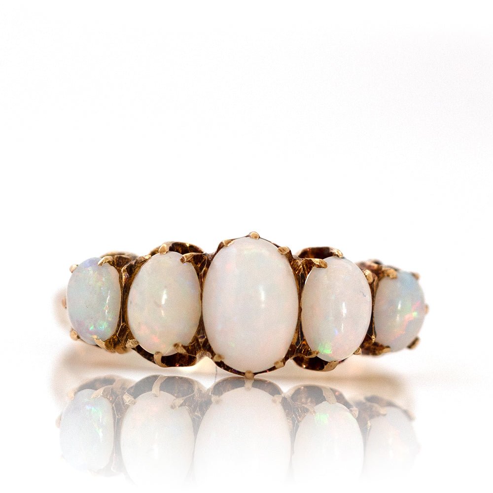 Victorian Five-Stone Opal 18K Gold Antique Ring