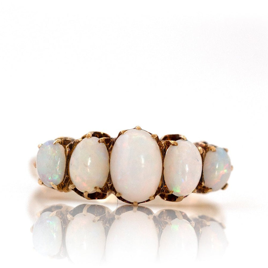 Antique Victorian Five - Stone Opal Ring 18ct Gold Ring