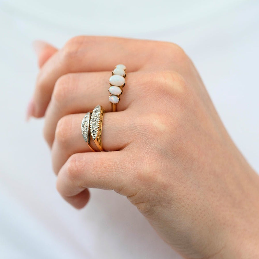 Antique Victorian Five - Stone Opal Ring 18ct Gold Ring