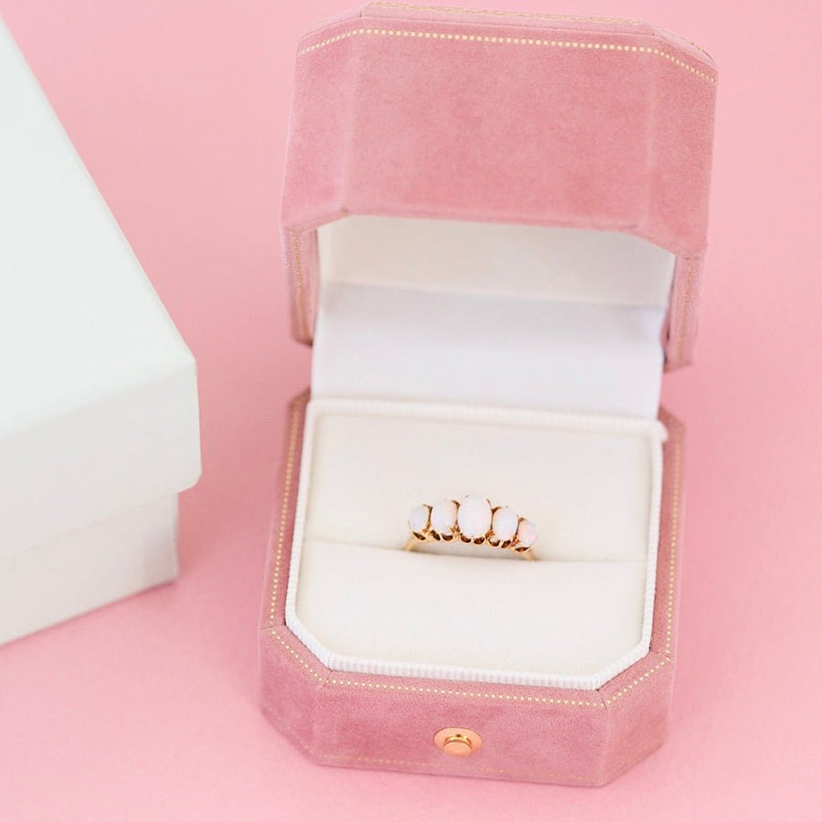 Antique Victorian Five - Stone Opal Ring 18ct Gold Ring