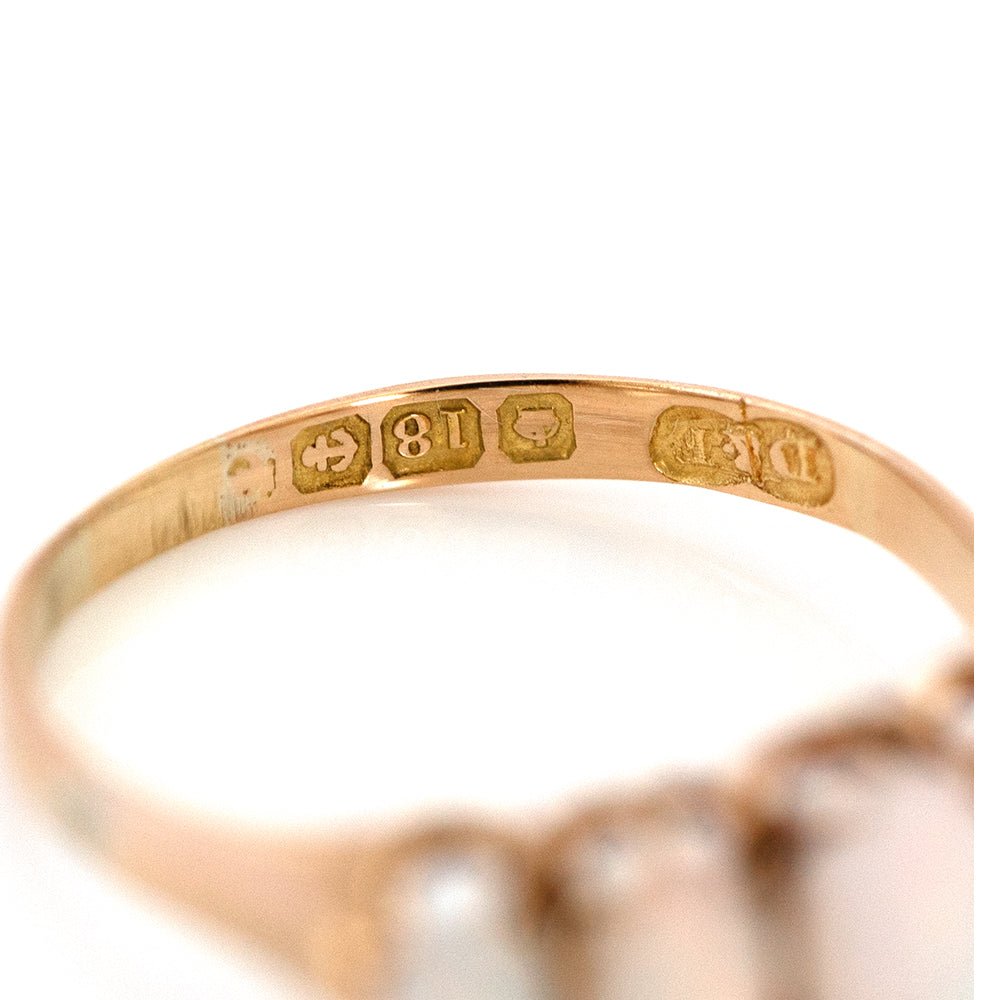 Victorian Five-Stone Opal 18K Gold Antique Ring, view 12