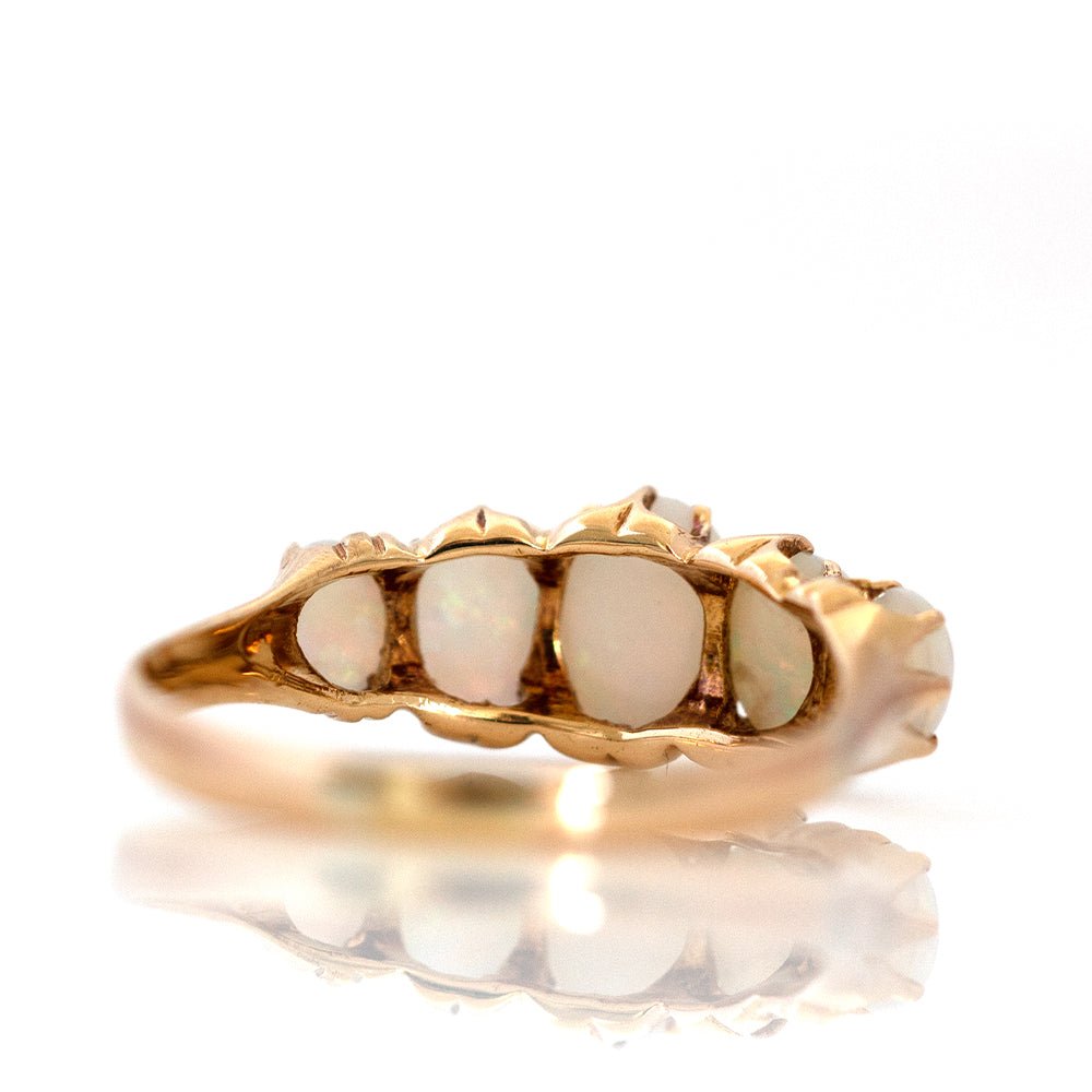Victorian Five-Stone Opal 18K Gold Antique Ring, view 11