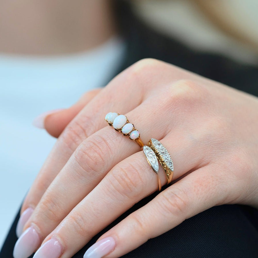 Antique Victorian Five - Stone Opal Ring 18ct Gold Ring