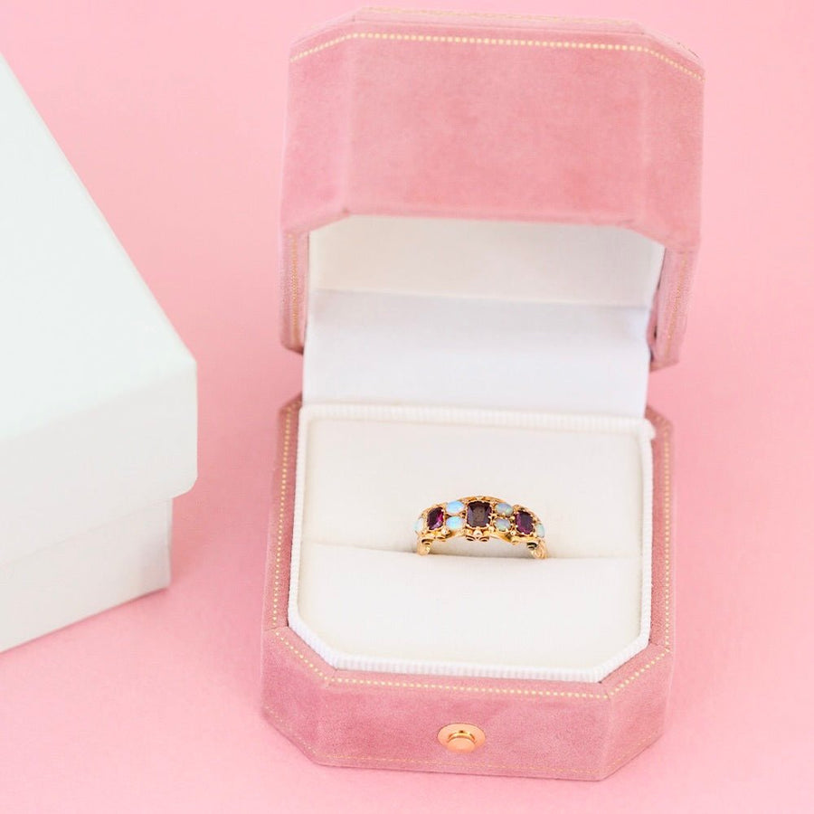 Antique Victorian Garnet & Opal 15ct Gold Ring