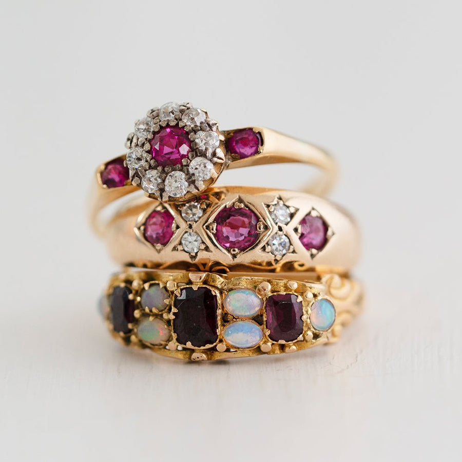 Antique Victorian Garnet & Opal 15ct Gold Ring