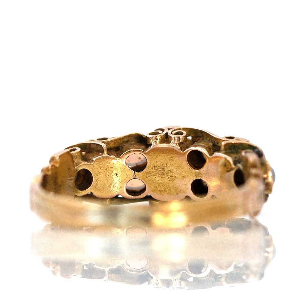 Anillo victoriano antiguo de oro de 15 quilates con granate y ópalo, view 12