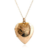 Antique Victorian Heart 9ct Yellow Gold Locket Necklace