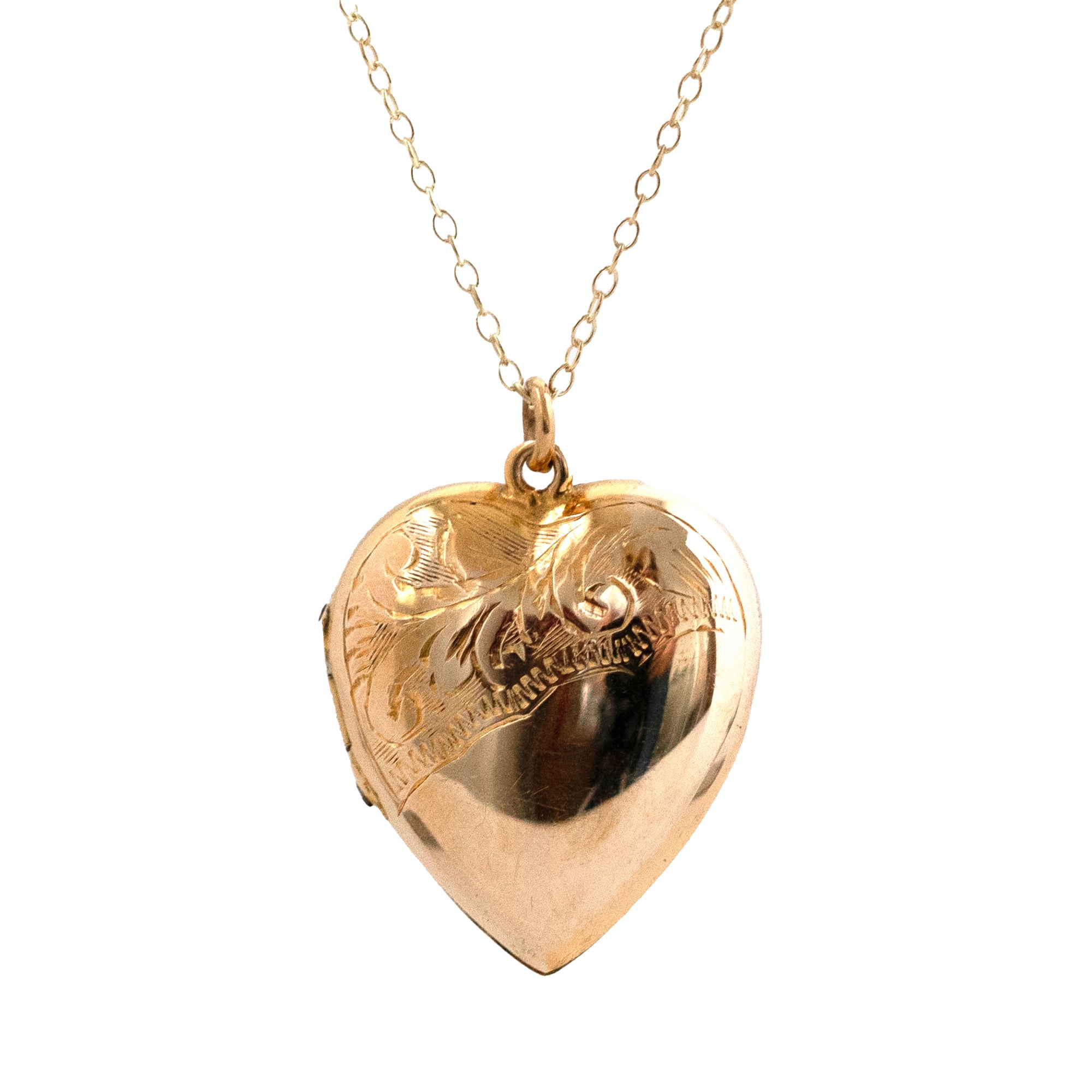 Collar con medallón victoriano antiguo de oro amarillo de 9 quilates con forma de corazón