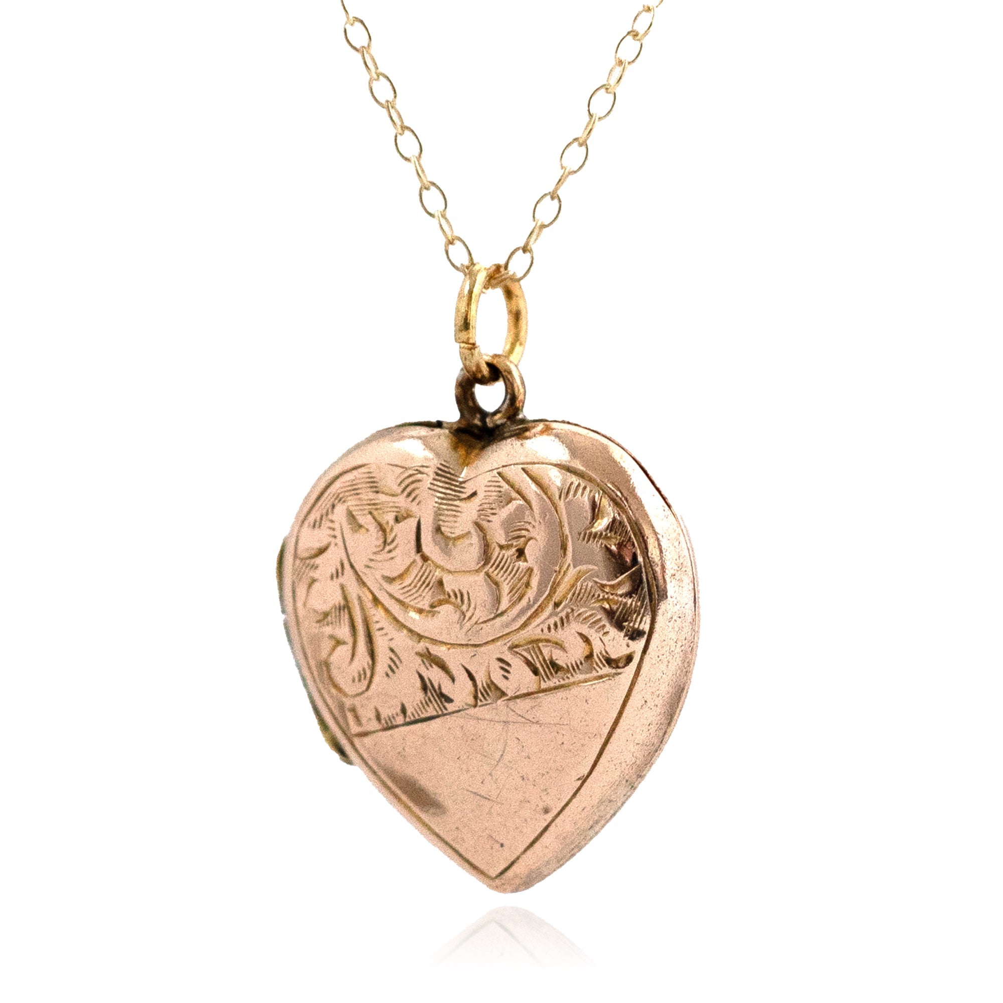 Collar con relicario de corazón victoriano antiguo
