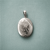Antique Victorian Japonisme Silver Bird Locket Necklace
