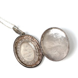 Antique Victorian Japonisme Silver Locket Necklace
