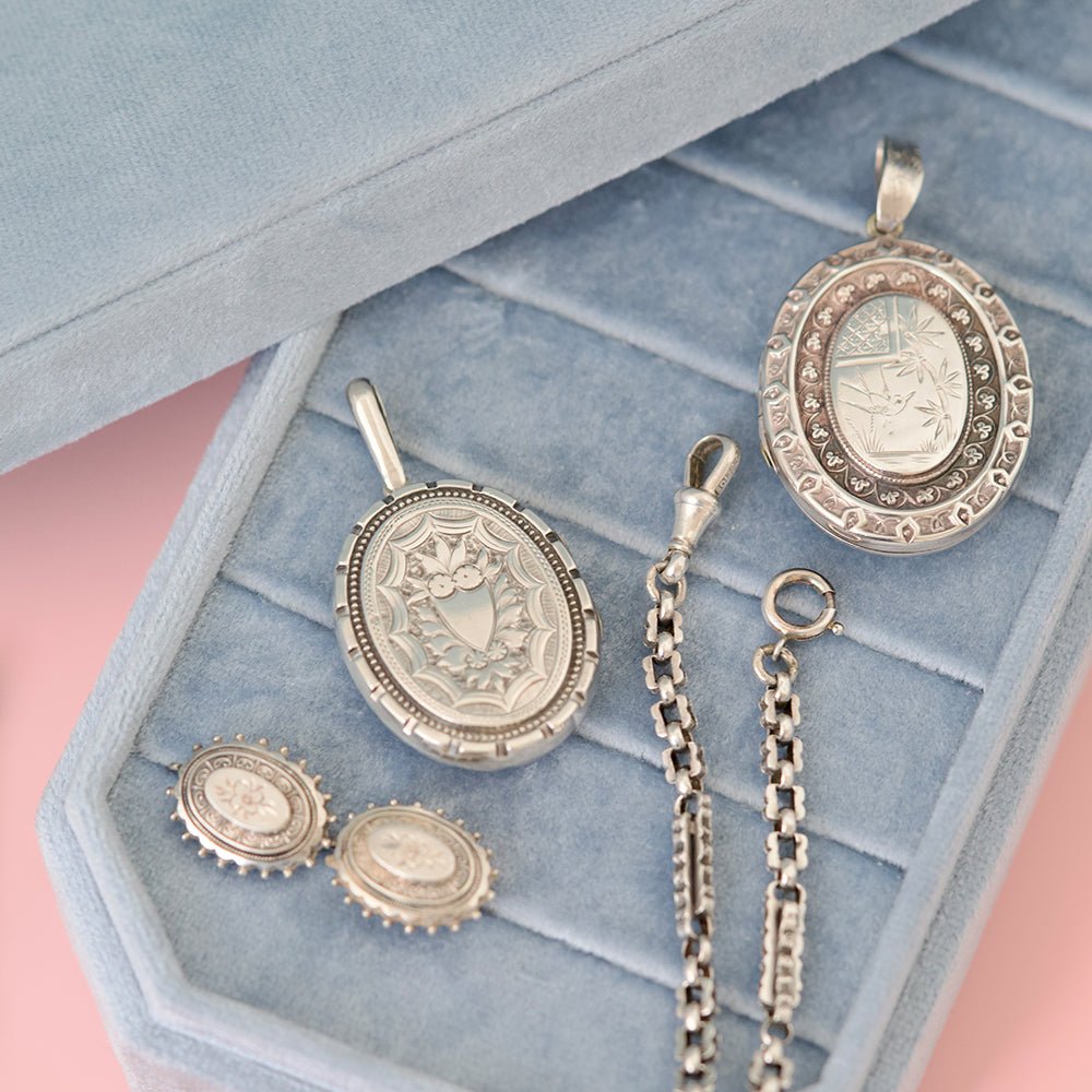 Antique Double Albert Watch Silver Chain, view 2
