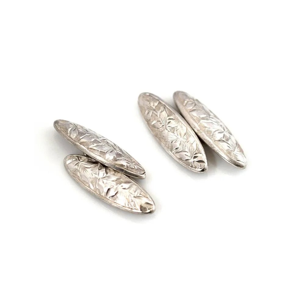 Antique Victorian Ladies Silver Engraved Cufflinks