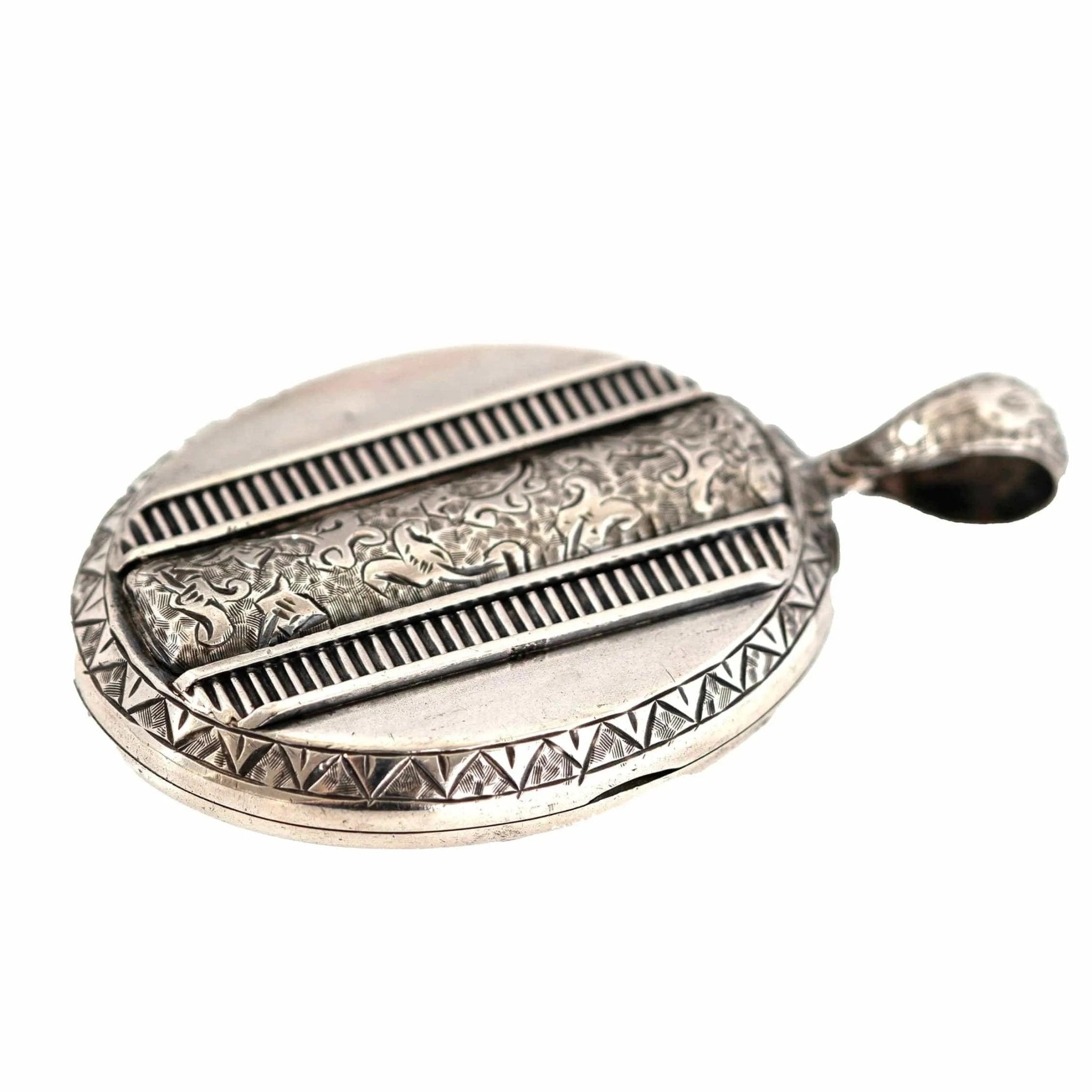 Antique Victorian Large Silver Oval Locket, view 5