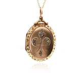 Antique Victorian Paste 'Fleur de Lis' 9ct Gold Locket Necklace