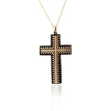 Antique Victorian Pique Tortoiseshell Cross Necklace