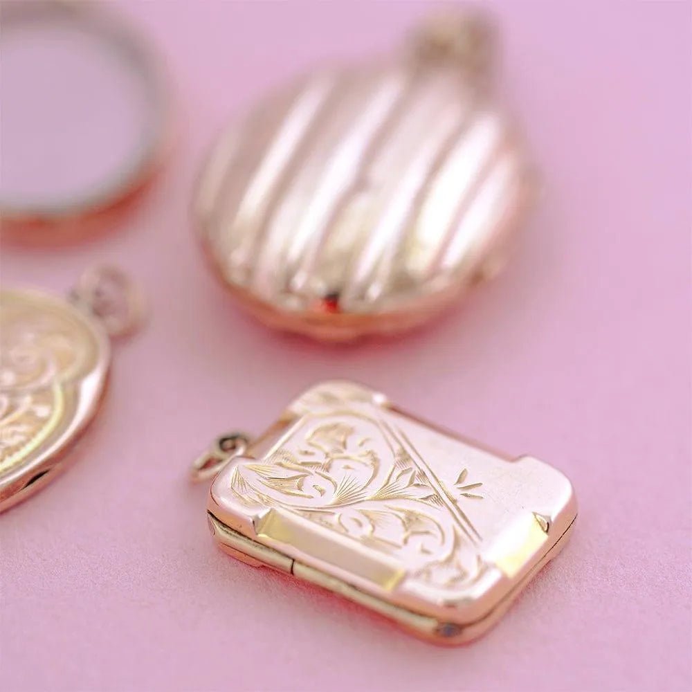 Antique Victorian Rectangular 9ct Yellow Gold Locket Necklace, view 2