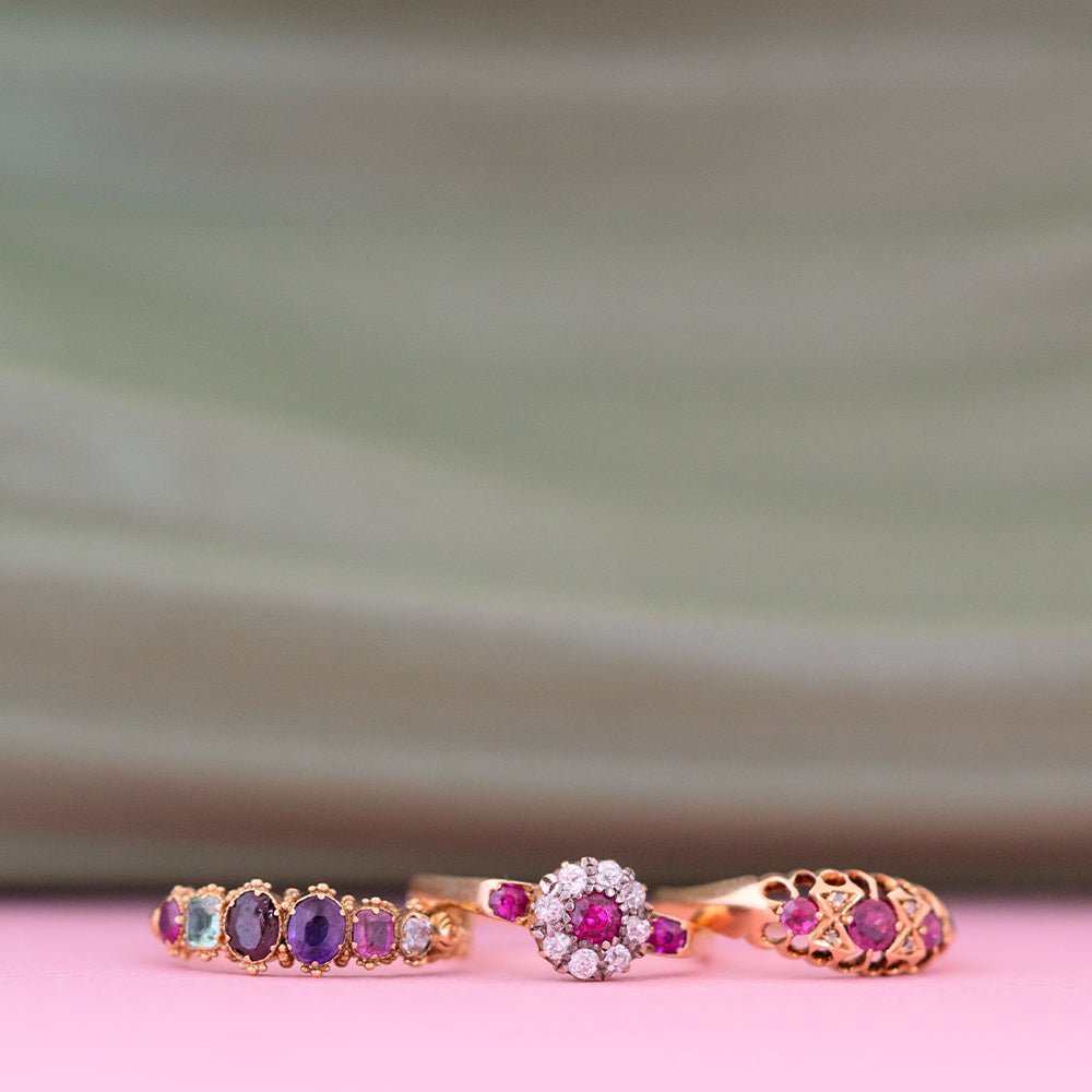 Antique Victorian REGARD Gemstone 15ct Gold Ring, view 15