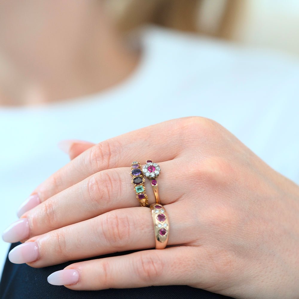 Antique Victorian REGARD Gemstone 15ct Gold Ring, view 14