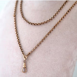 Antique Victorian Rolled Gold Long Guard Chain Necklace