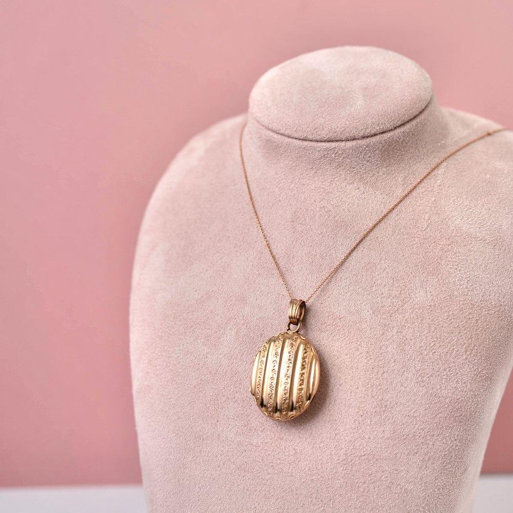 Antique Victorian Rolled Gold Oval Locket Necklace, view 2