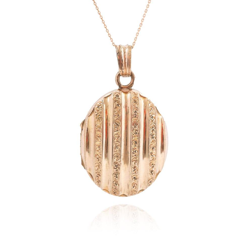 Antique Victorian Rolled Gold Oval Locket Necklace