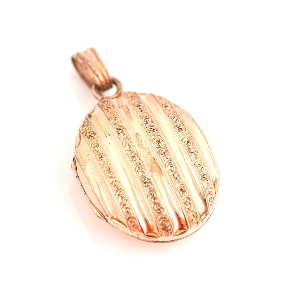 Antique Victorian Rolled Gold Oval Locket Necklace, view 5