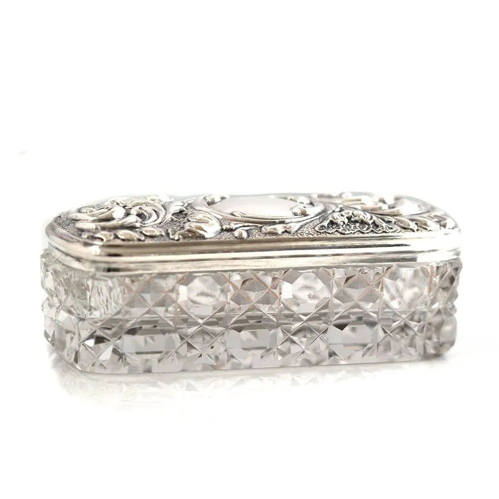 Antique Victorian Silver Topped Glass Jewellery Box, view 5