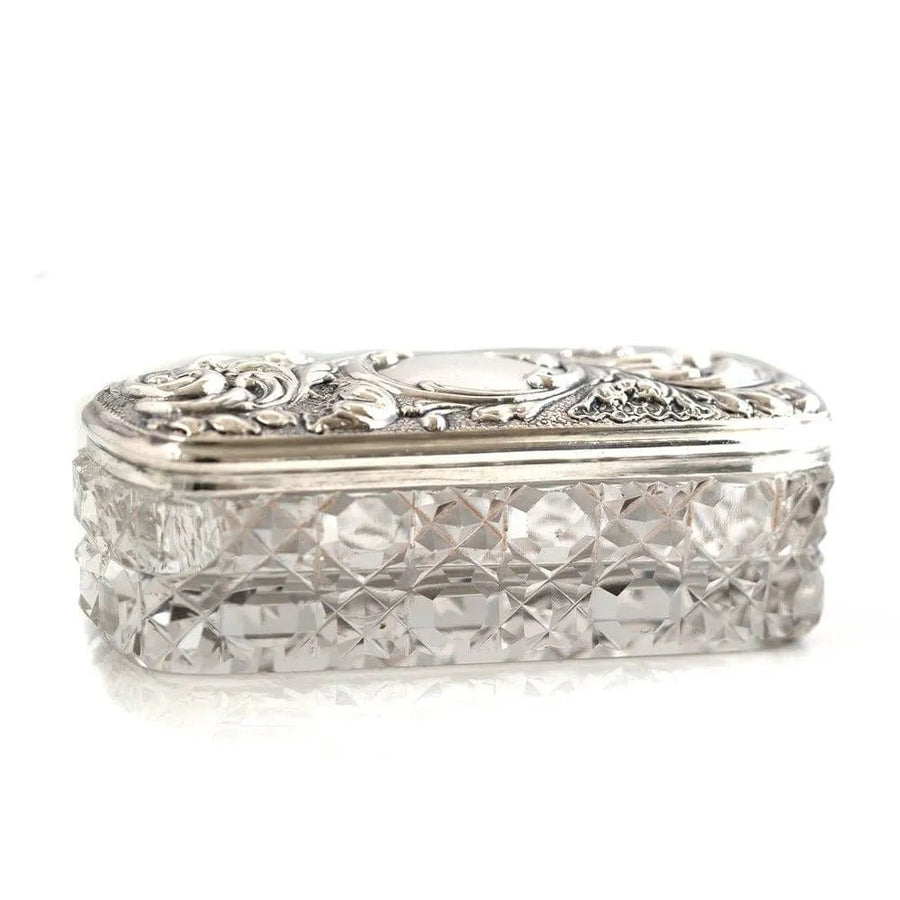 Antique Victorian Silver Topped Glass Jewellery Box