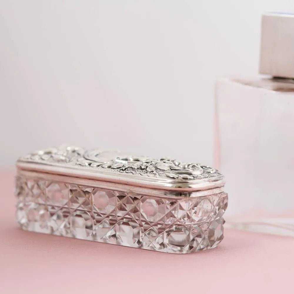 Antique Victorian Silver Topped Glass Jewellery Box, view 2