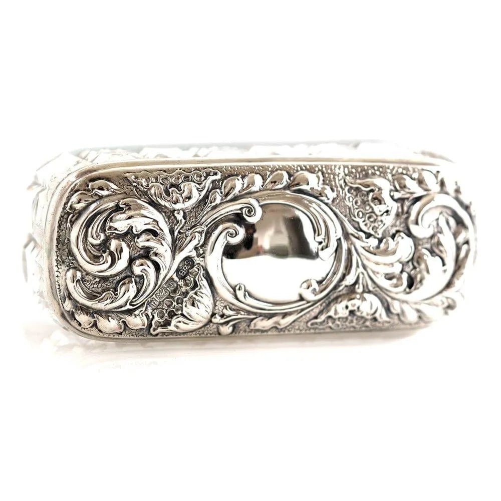 Antique Victorian Silver Topped Glass Jewellery Box, view 6