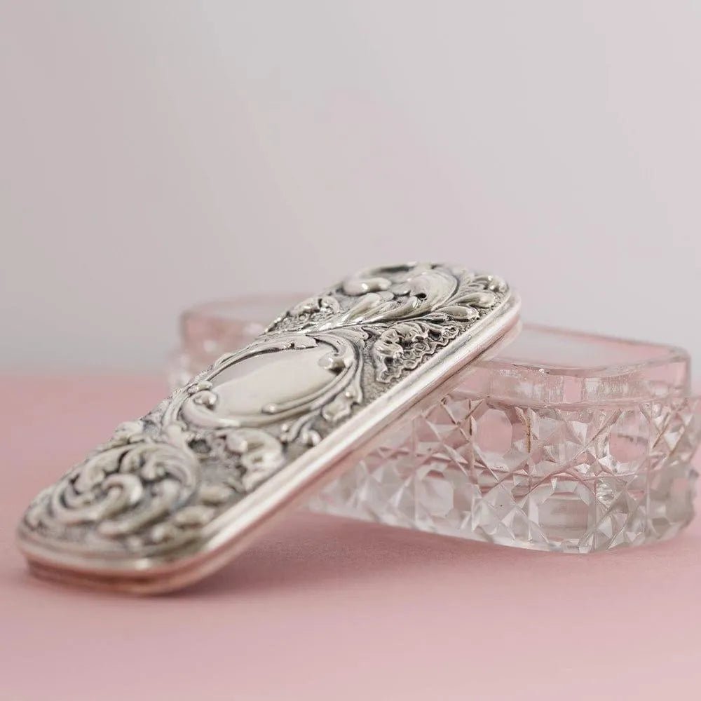 Antique Victorian Silver Topped Glass Jewellery Box, view 4