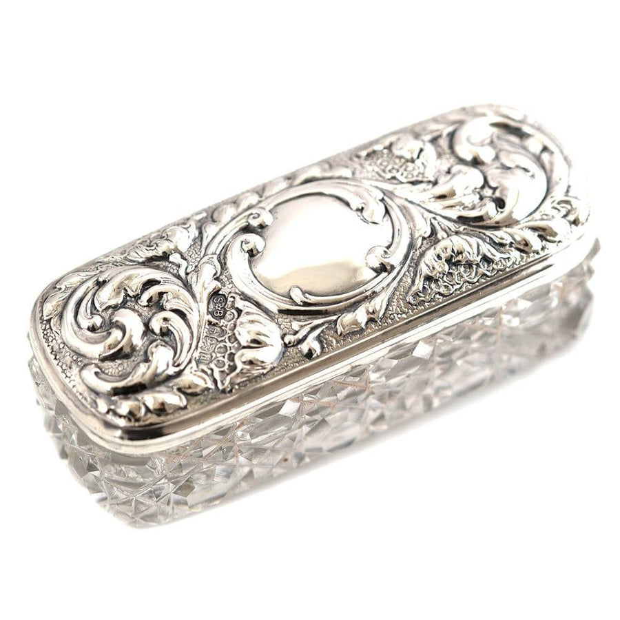 Antique Victorian Silver Topped Glass Jewellery Box