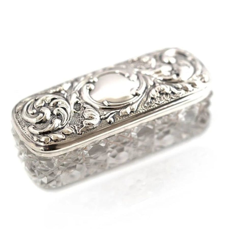 Antique Victorian Silver Topped Glass Jewellery Box