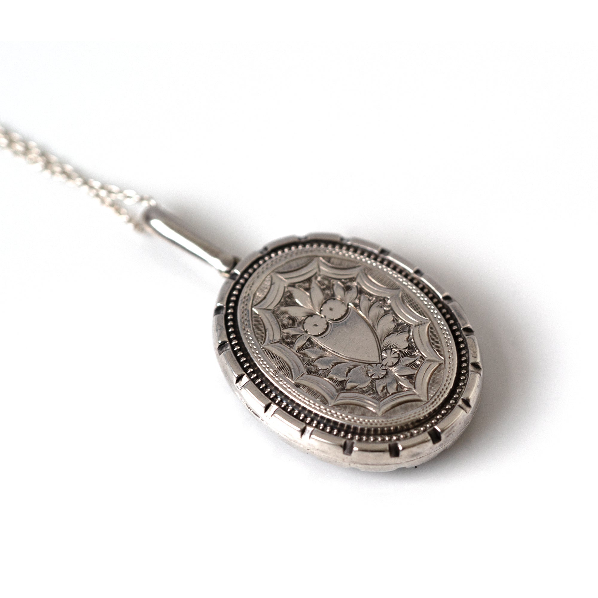 Late Victorian Engraved Bird Silver Oval Antique Locket, view 9