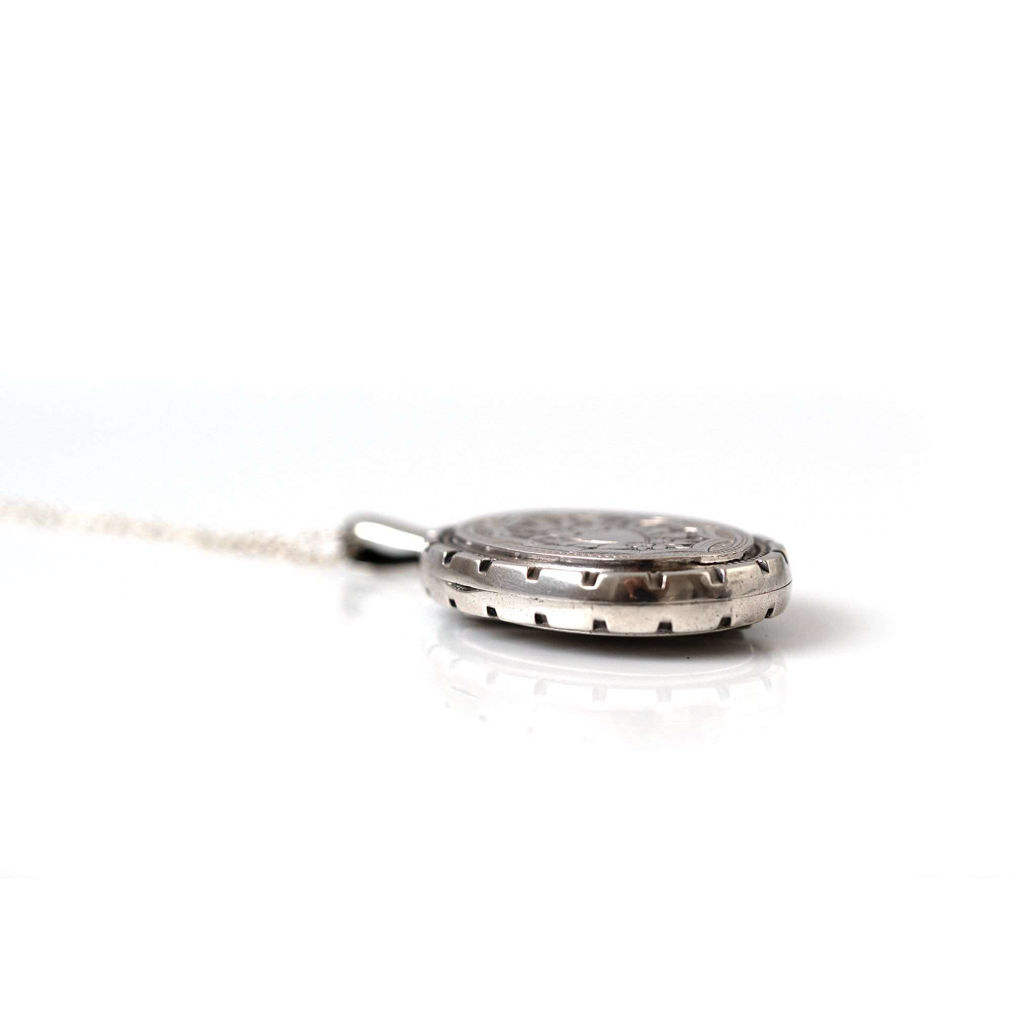 Late Victorian Engraved Bird Silver Oval Antique Locket, view 6