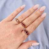 Antique Victorian Triple Garnet 9ct Gold Ring