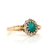 Antique Victorian Turquoise Diamond Halo 18ct Gold Ring