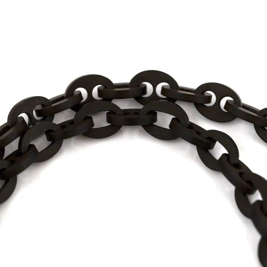 Antique Victorian Vulcanite Large Link Charm Necklace